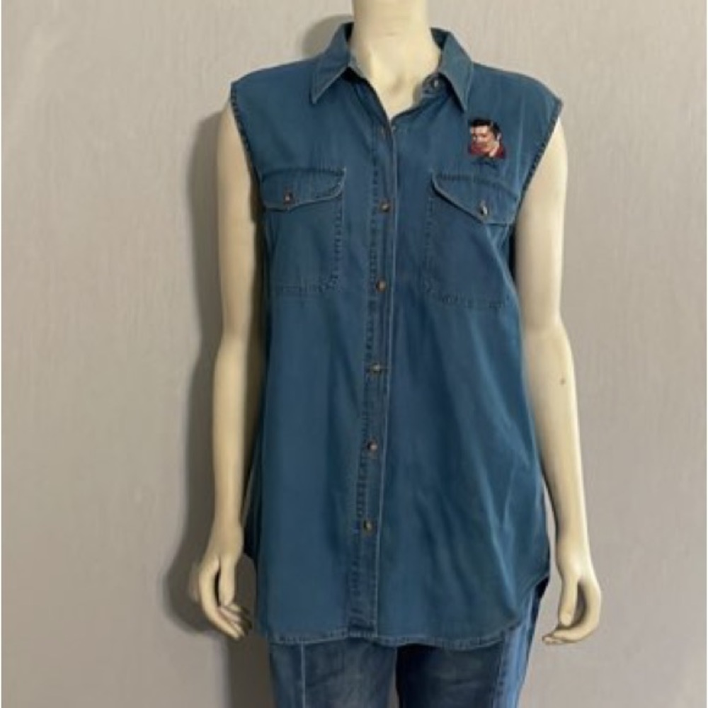 Elvis Presley, Graceland denim top , size XL